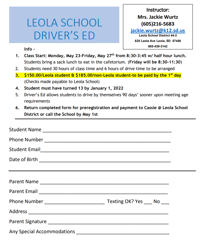 Driver's Education 2022